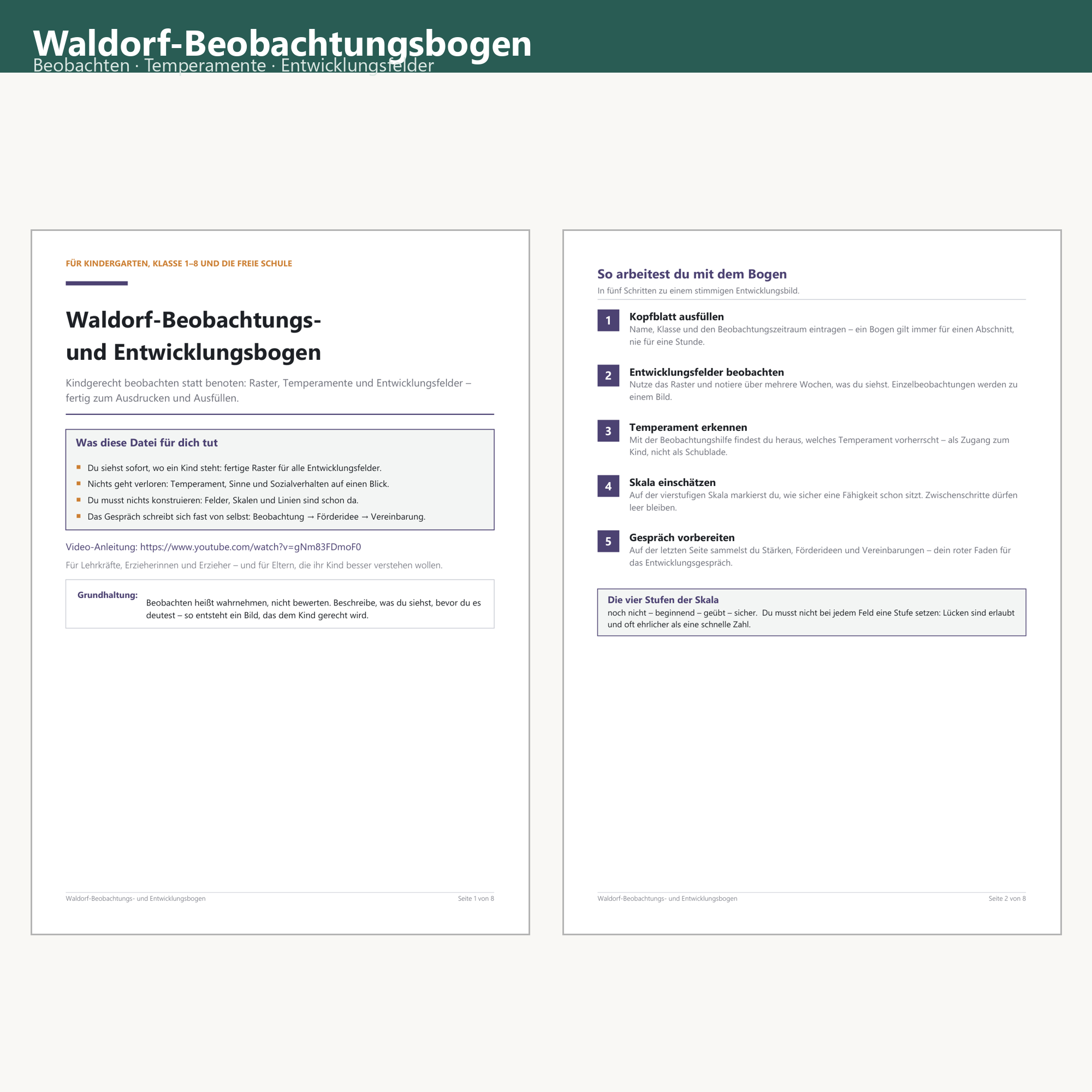 Entwicklungsbogen für Waldorfkindergärten – Cover