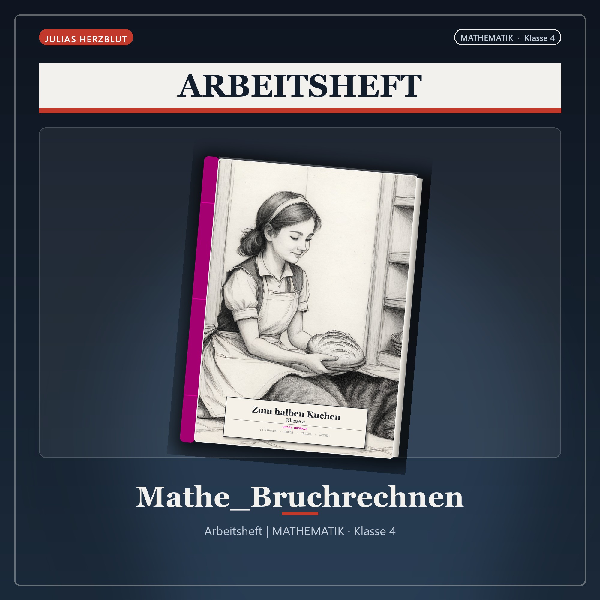 Zum halben Kuchen Mathematik Klasse 4 - Bruchrechnen