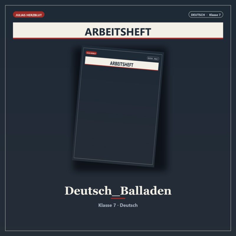 Das Balladen- & Gefühls-Studio Ein Journal für Klasse 7