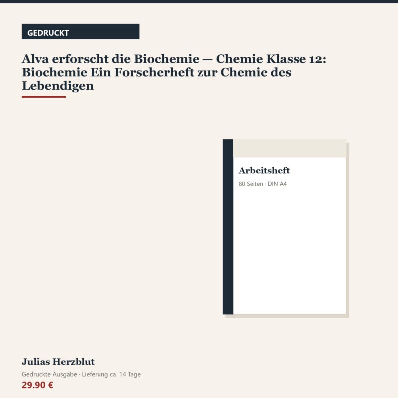Alva erforscht die Biochemie — Chemie Klasse 12: Biochemie