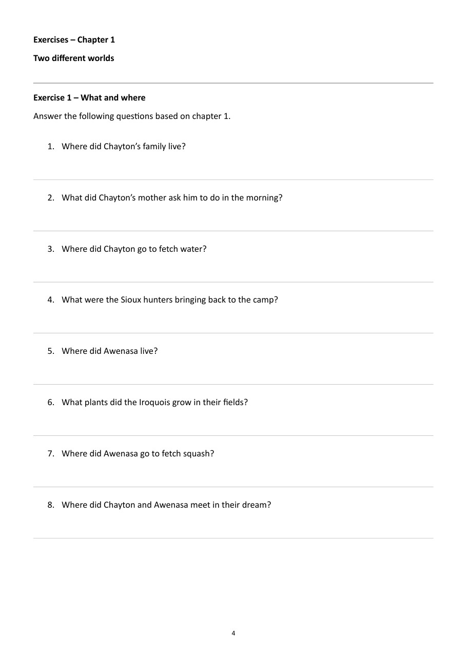 Aufgabenseite: Exercises Chapter 1 – Exercise 1 „What and where“