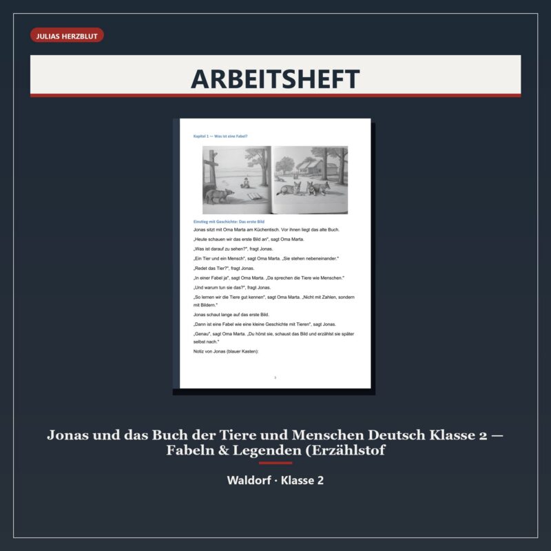 Jonas und das Buch der Tiere und Menschen Deutsch Klasse 2 — Fabeln & Legenden (Erzählstoff)