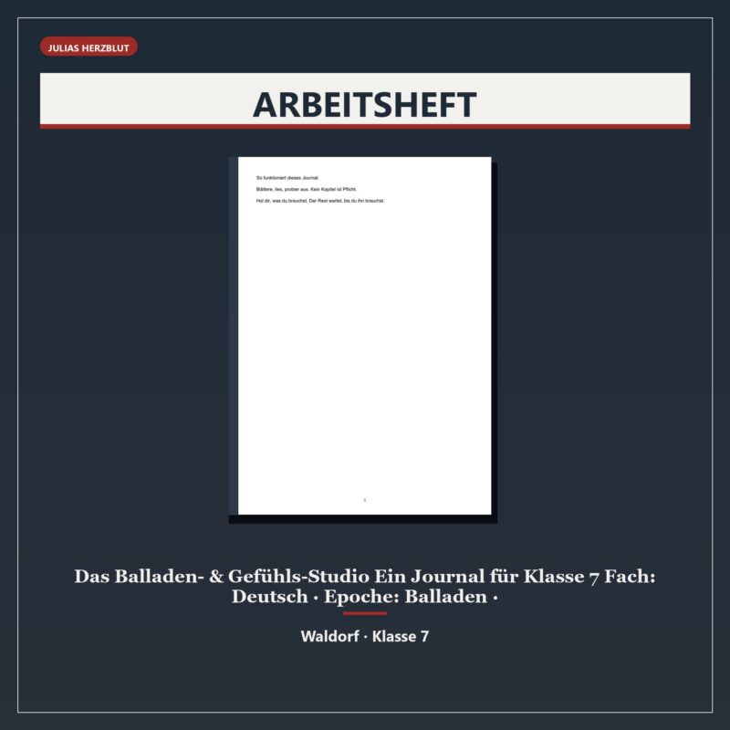 Das Balladen- & Gefühls-Studio Ein Journal für Klasse 7