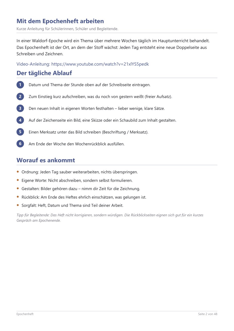 Main Lesson Book (48) – Blick ins Heft, Seite 1