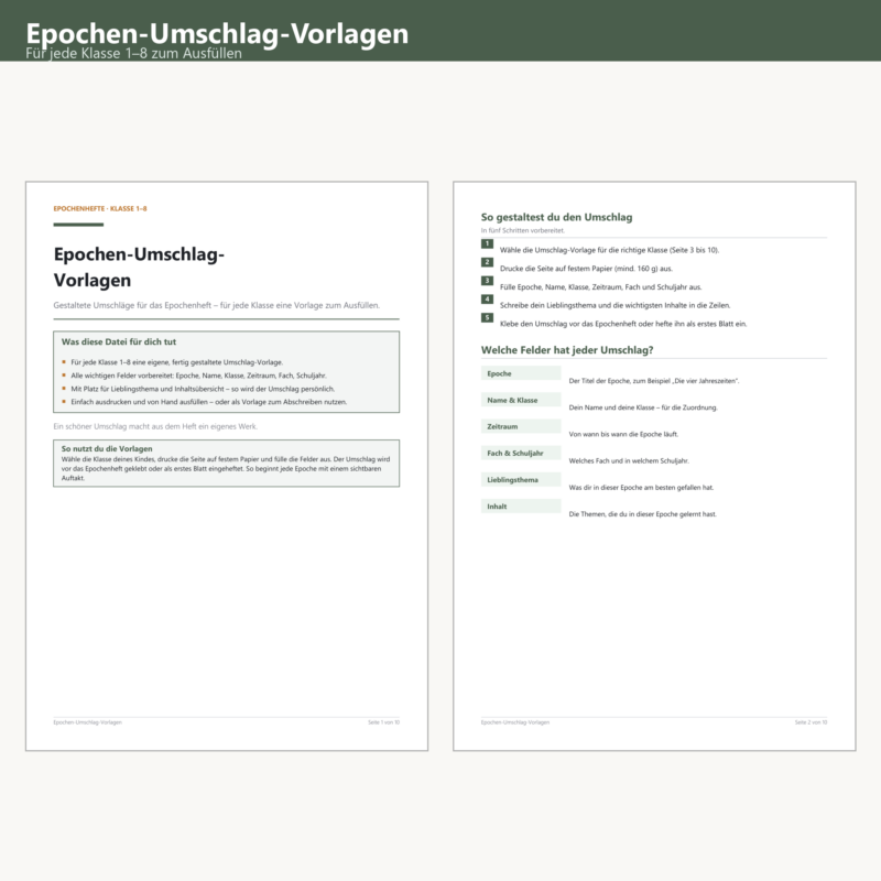 Epochen-Umschlag-Vorlagen (editierbar)