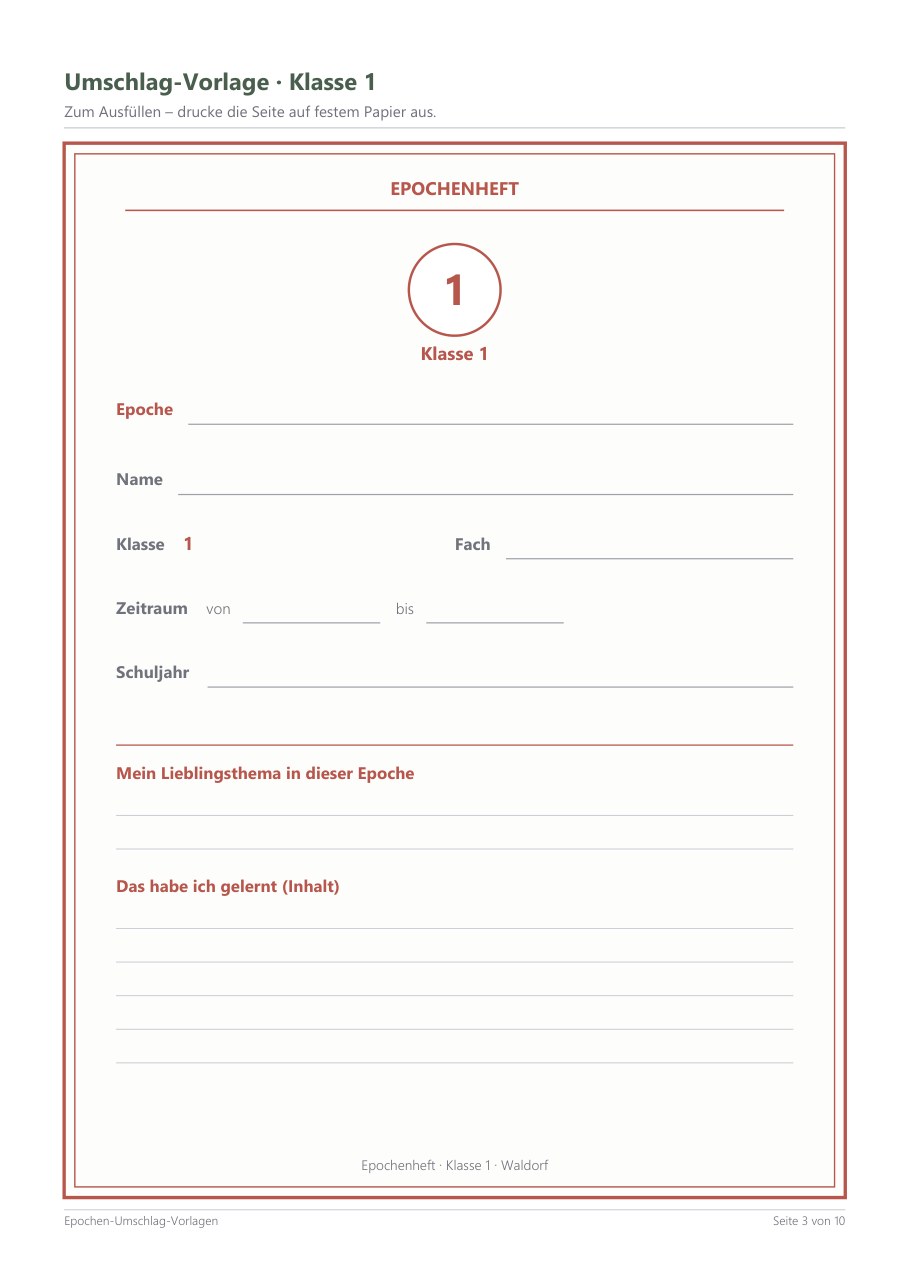 Main Lesson Folder Covers – Blick ins Heft, Seite 2