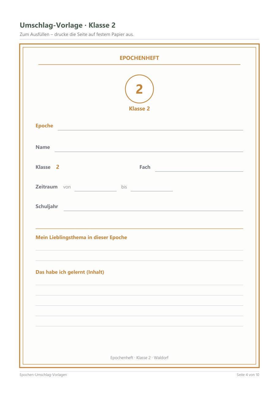 Main Lesson Folder Covers – Blick ins Heft, Seite 3