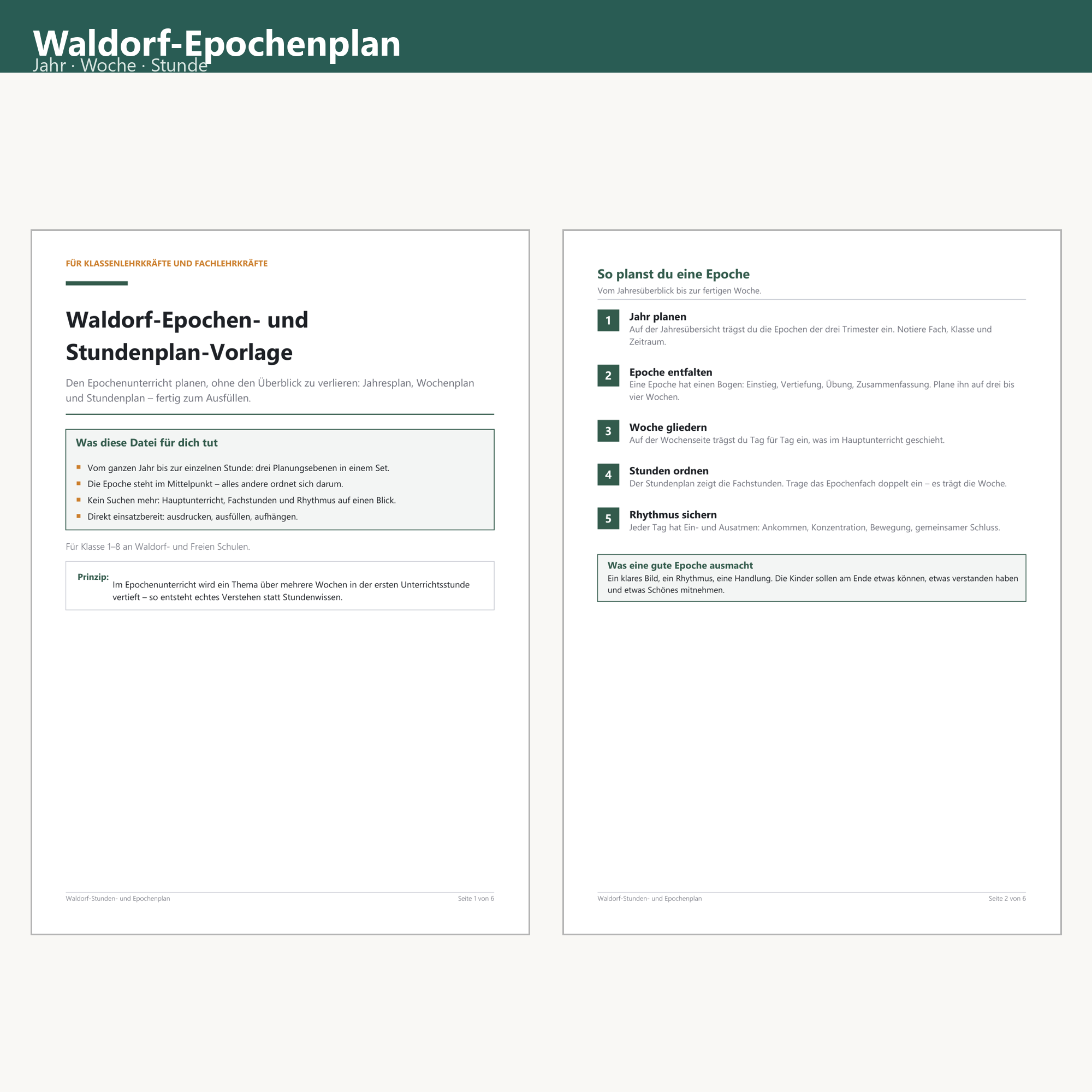 Waldorf Lesson Plan Template – Cover