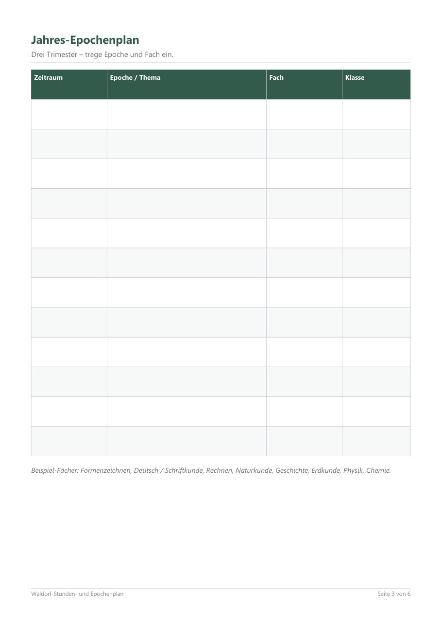Waldorf Lesson Plan Template – Blick ins Heft, Seite 2