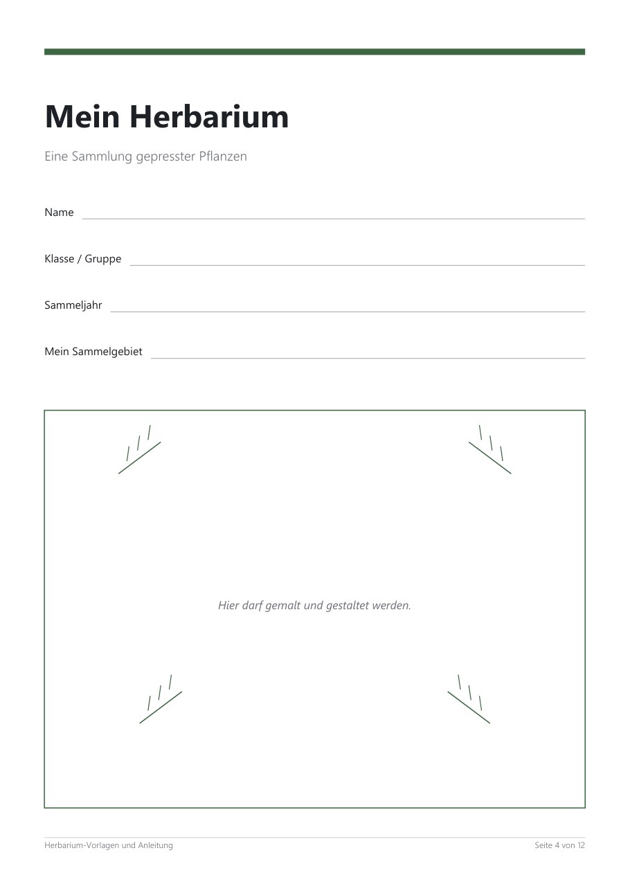 Herbarium Templates & Guide – Blick ins Heft, Seite 3