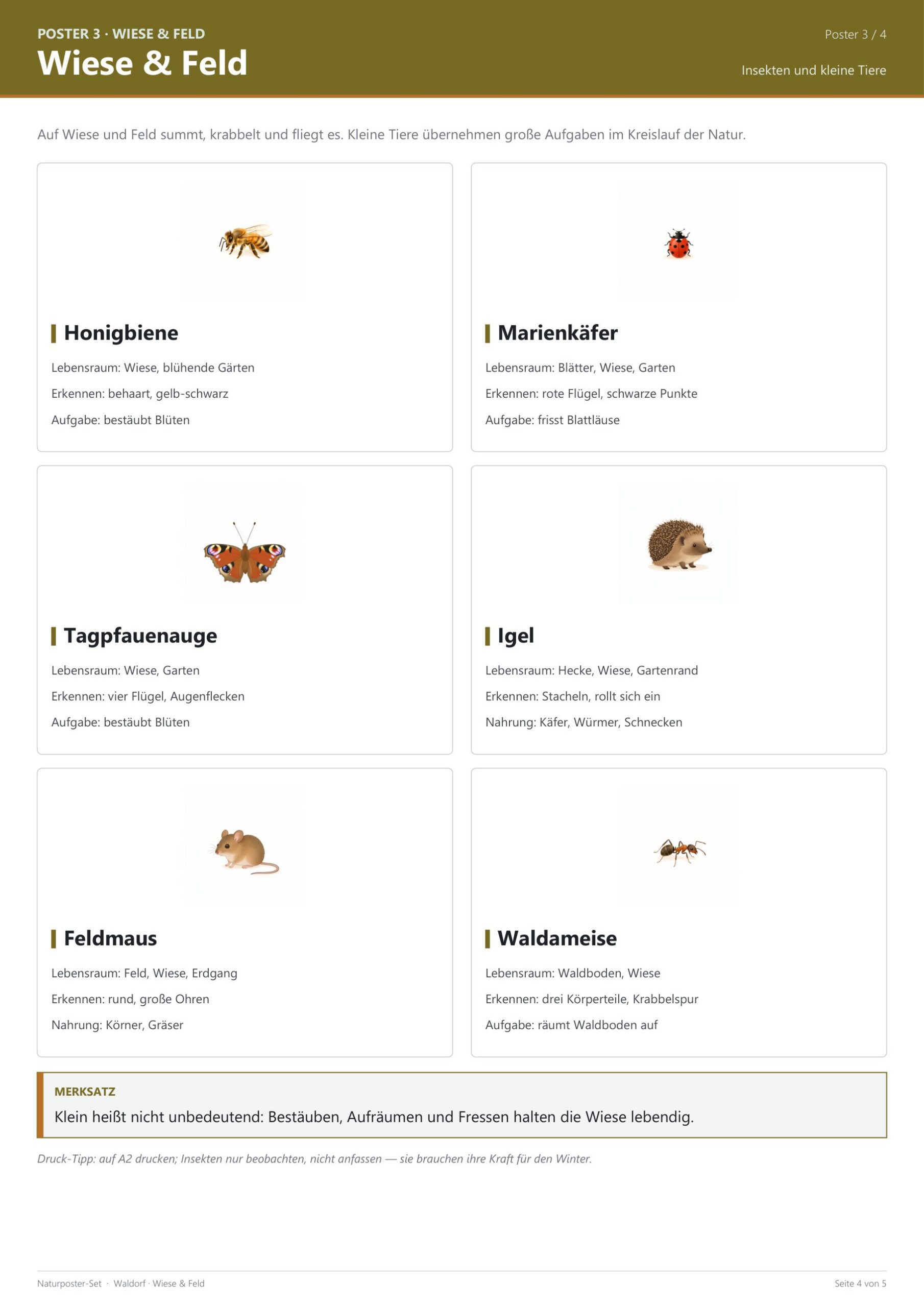 Naturposter-Set (heimische Tiere) – Blick ins Heft, Seite 3