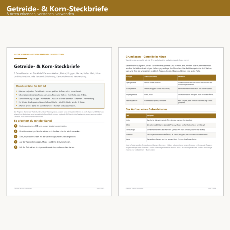 Getreide-/Korn-Steckbriefe
