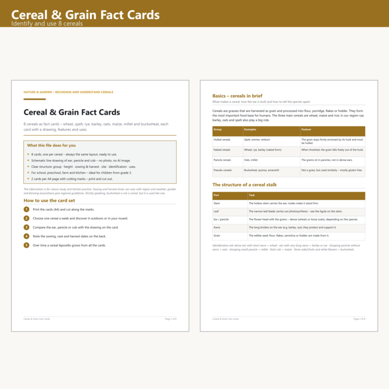 Cereal & Grain Fact Cards (8)