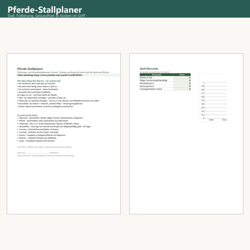 Horse Stable Planner (Excel)