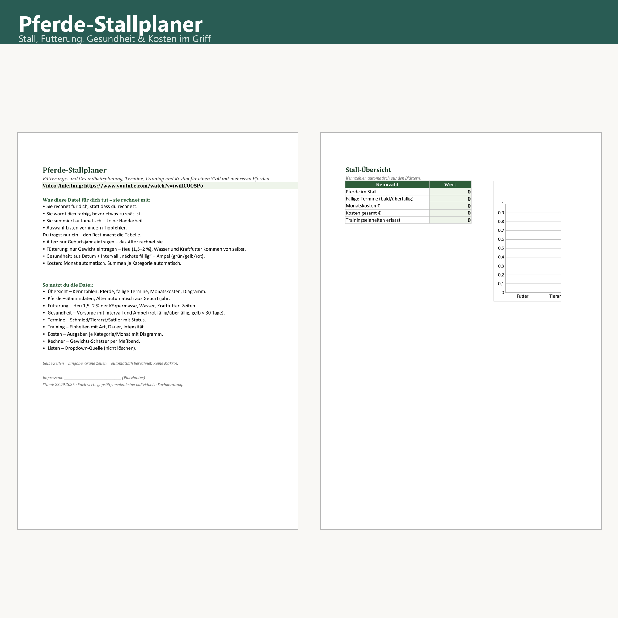 Horse Stable Planner (Excel) – Cover