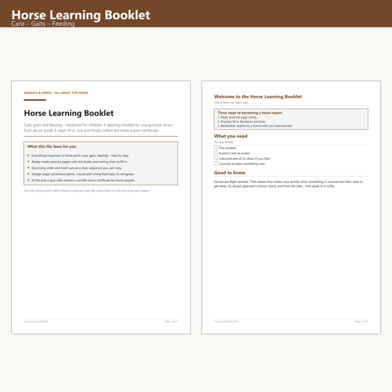 Horse Learning Booklet