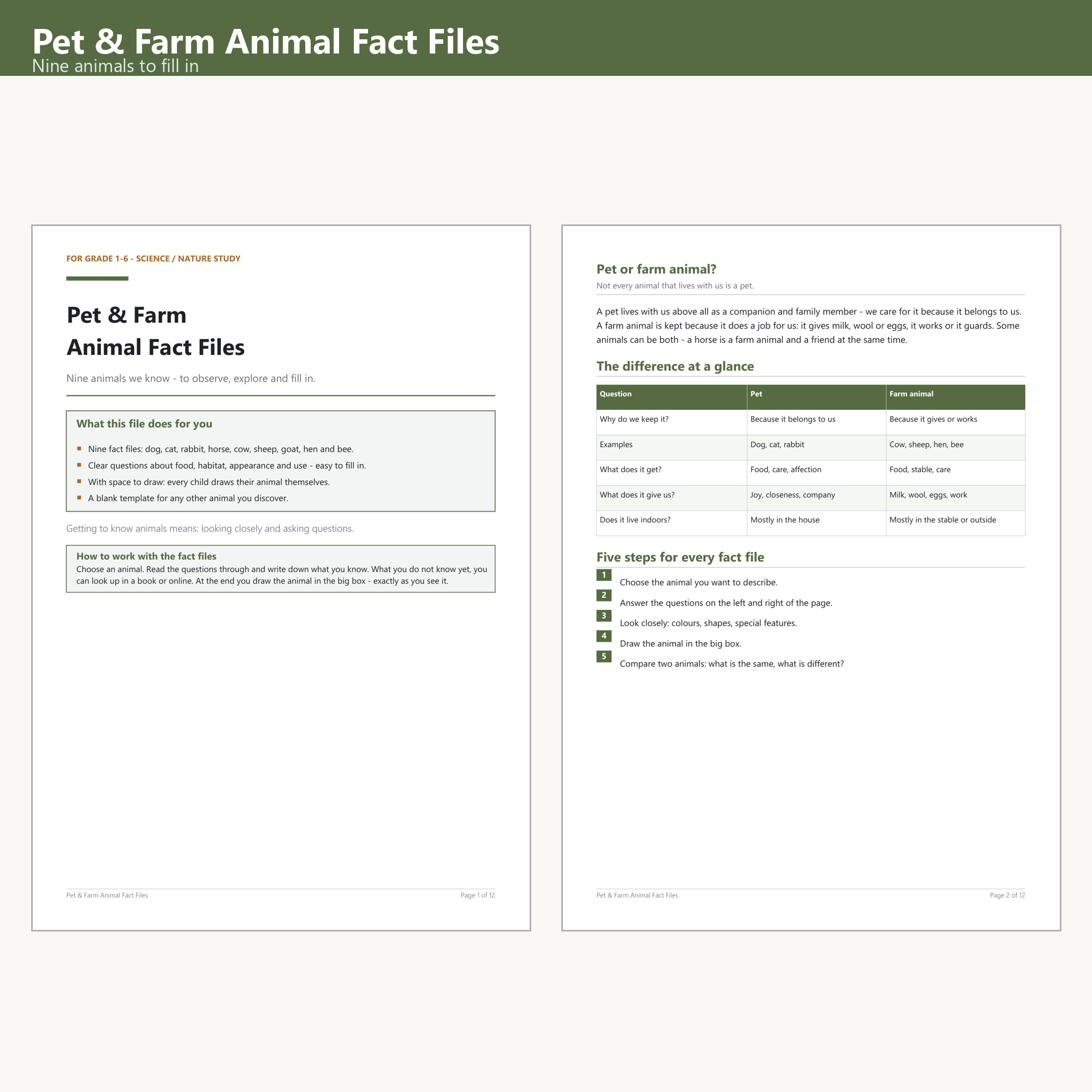Pet & Farm Animal Fact Files – Cover