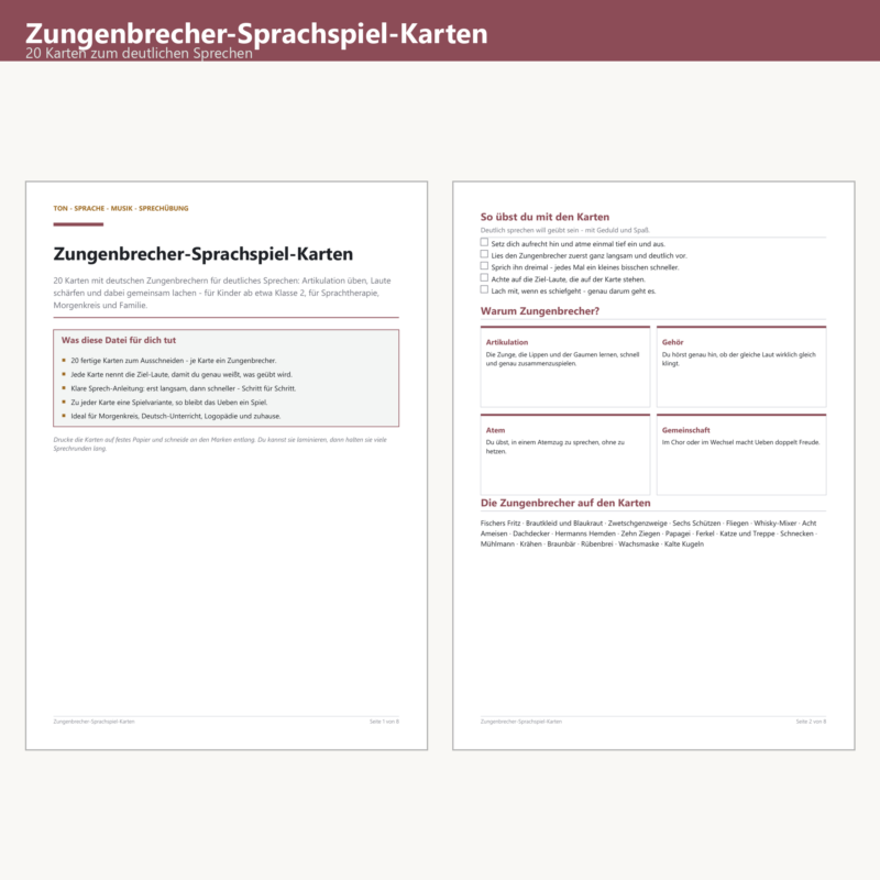 Zungenbrecher-/Sprachspiel-Karten