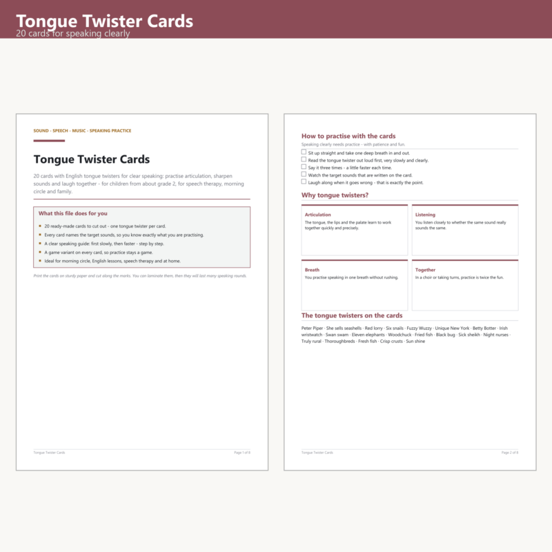 Tongue Twister Cards