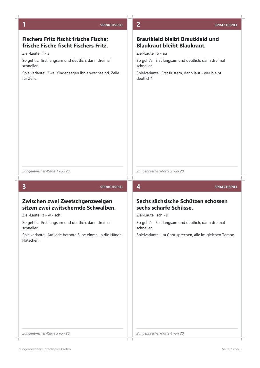 Tongue Twister Cards – Blick ins Heft, Seite 2