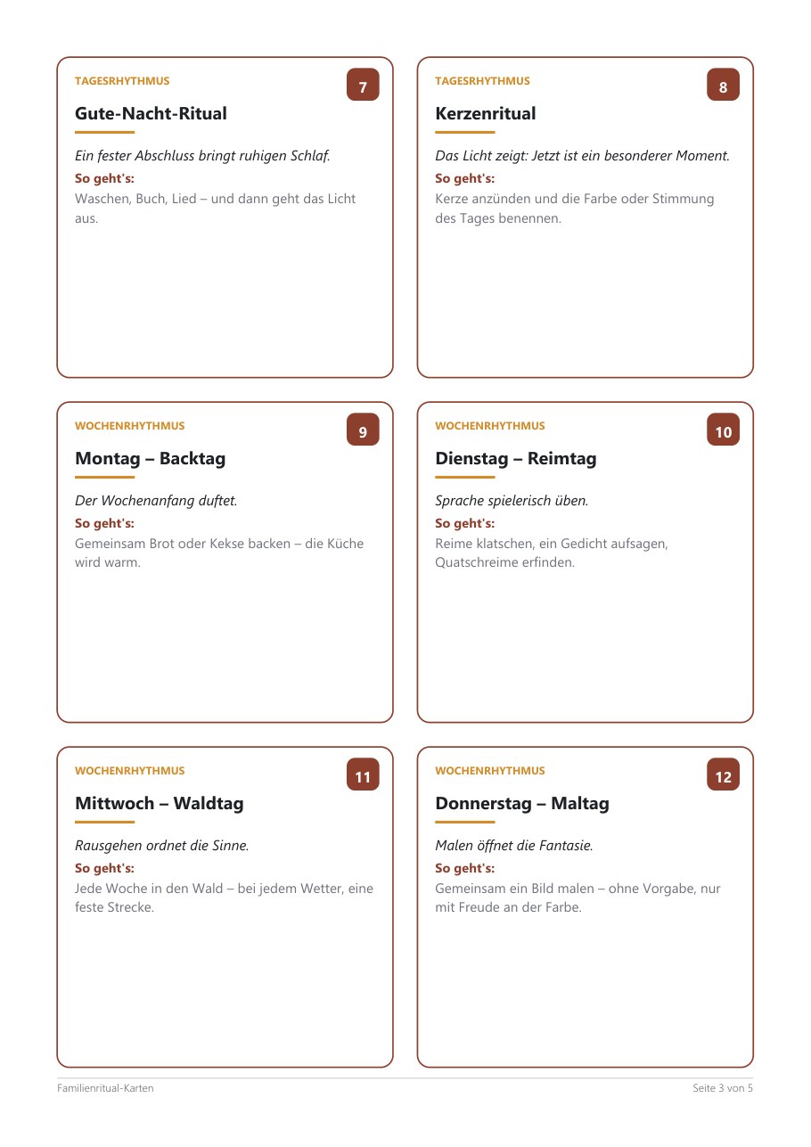 Family Ritual Cards – Blick ins Heft, Seite 2