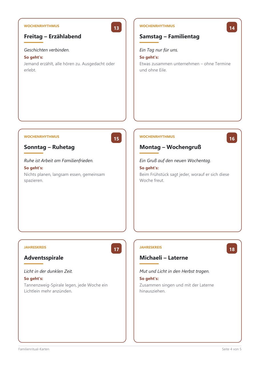 Family Ritual Cards – Blick ins Heft, Seite 3