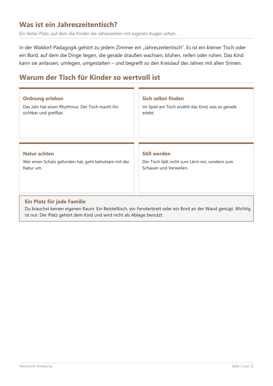 Naturtisch-/Jahreszeitentisch-Anleitung – Blick ins Heft, Seite 1