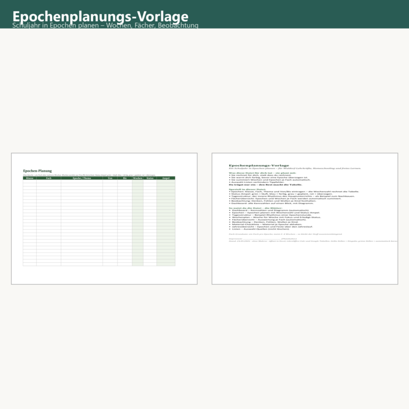 Epochenplanungs-Vorlage (Sheets)