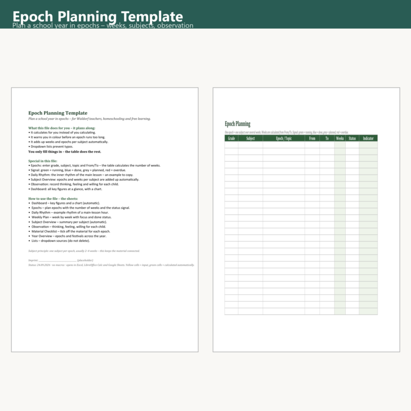 Epoch Planning Template