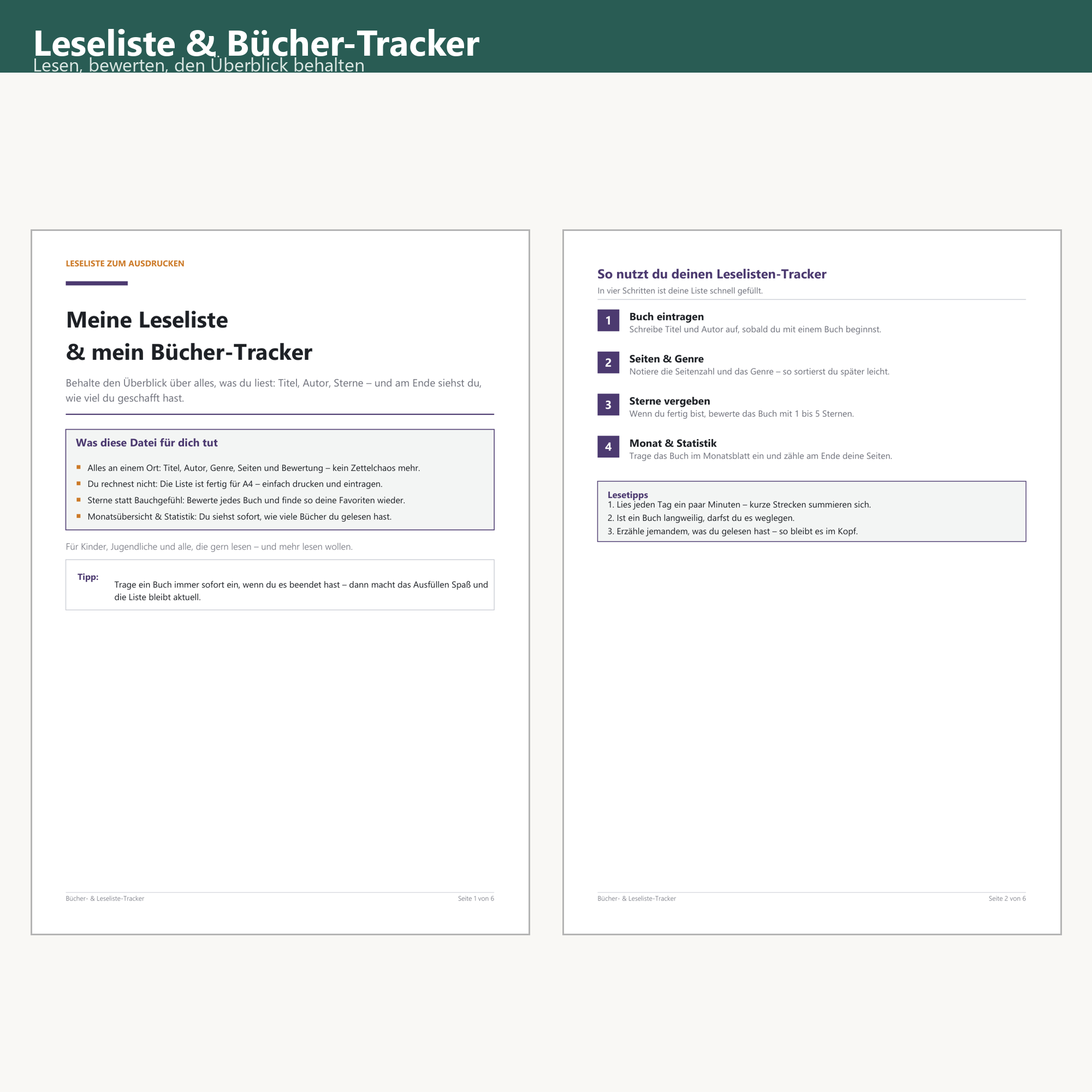 Bücher-/Leseliste-Tracker – Cover
