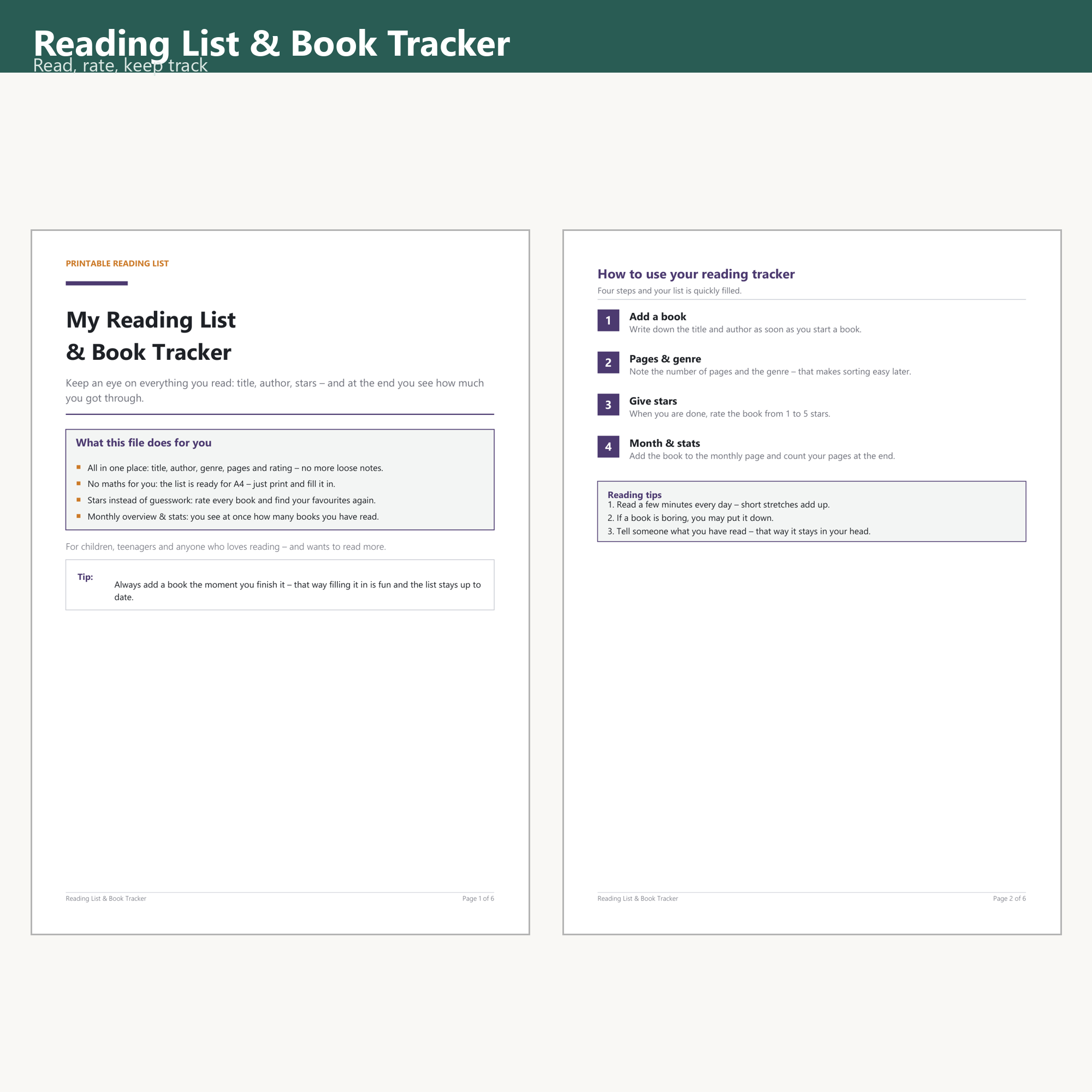 Reading List & Book Tracker – Cover