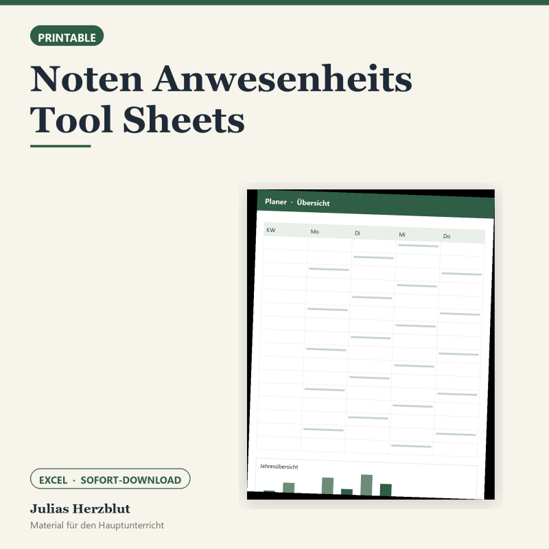 Noten Anwesenheits Tool Sheets