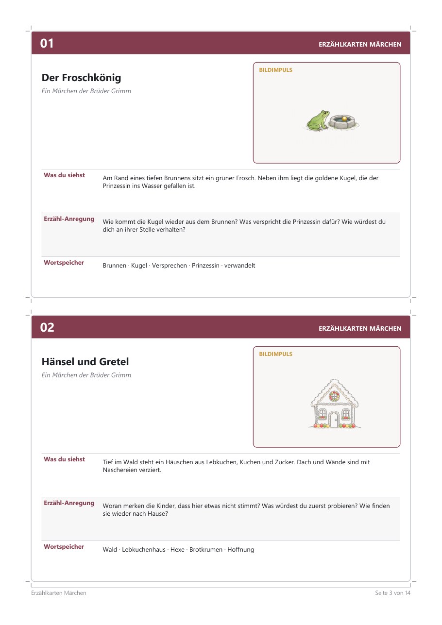 Erzaehlkarten Maerchen Bildkarten – Blick ins Heft, Seite 2